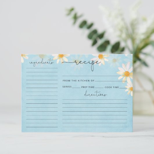 ワイルドフラワーウォータカラーブライダルシャワーレシピカード (スタンド正面)