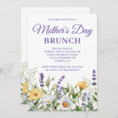 ワイルドフラワーウォータカラーマザーズデイ縁どブランチ 招待状 (正面/裏面)