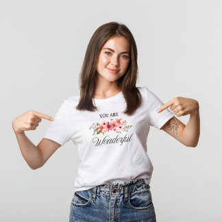 ワイルドフラワーウォータカラー引用文Tシャツ Tシャツ