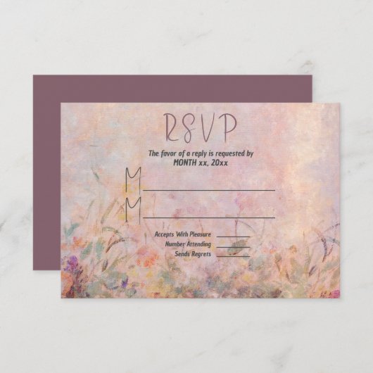 ワイルドフラワーウォータカラー結婚フローラ 出欠カード (正面/裏面)