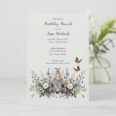 ワイルドフラワーウォータカラー誕生日ブランチ招待状 招待状 (スタンド正面)