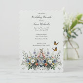 ワイルドフラワーウォータカラー誕生日ブランチ招待状 招待状 (スタンド正面)