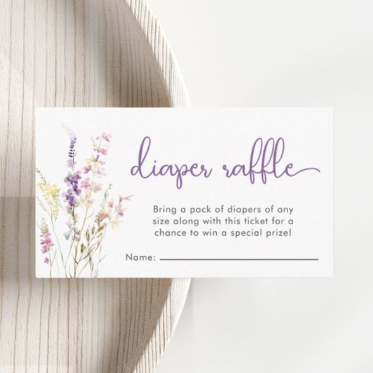 ワイルドフラワーウォーターおむつラッフルベビーシャワー エンクロージャーカード