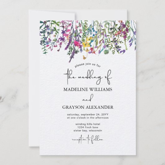 ワイルドフラワーウォーターのカラーフローラ 招待状 (正面)