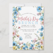 ワイルドフラワーウォーターカラーのモダンな母の日のブランチ 招待状 (正面)