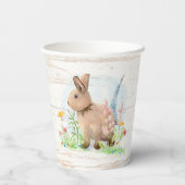 ワイルドフラワーウォーターカラーイースターバニー素朴ウッド 紙コップ (裏面)