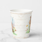 ワイルドフラワーウォーターカラーイースターバニー素朴ウッド 紙コップ (右)