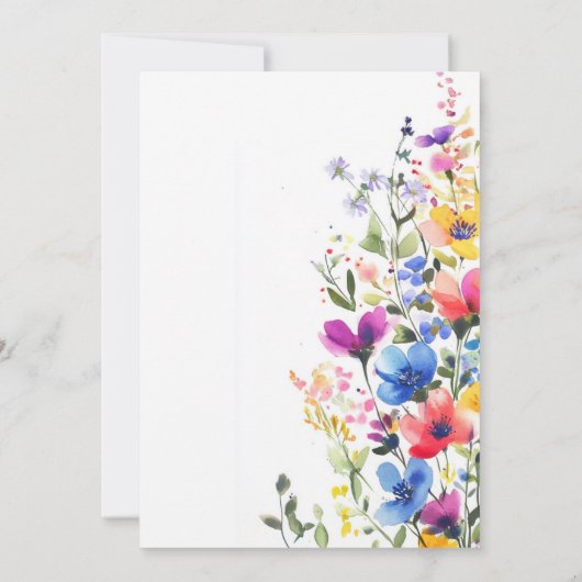 ワイルドフラワーウォーターカラーガーデンエレガントな結婚式 セーブザデート (裏面)