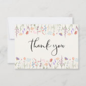 ワイルドフラワーウォーターカラークリームベビーシャワー サンキューカード (正面)