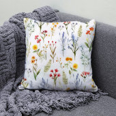 ワイルドフラワーウォーターカラーサマーフローラ植物学 クッション