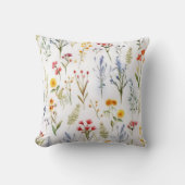 ワイルドフラワーウォーターカラーサマーフローラ植物学 クッション (正面)