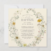 ワイルドフラワーウォーターカラーサマー秋バプテスマ 招待状 (正面)