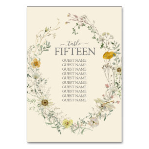 ワイルドフラワーウォーターカラーサマー秋 テーブルナンバー