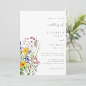 ワイルドフラワーウォーターカラーサマー結婚式招待状 招待状 (スタンド正面)