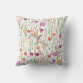 ワイルドフラワーウォーターカラーシームレスデザイン クッション (裏面)