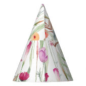 ワイルドフラワーウォーターカラーシームレスデザイン パーティーハット (裏面)