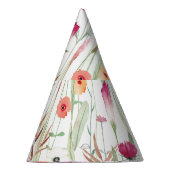 ワイルドフラワーウォーターカラーシームレスデザイン パーティーハット (右)