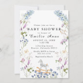 ワイルドフラワーウォーターカラーソフトプリントベビーシャワー 招待状 (正面)