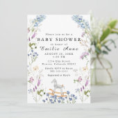 ワイルドフラワーウォーターカラーソフトプリントベビーシャワー 招待状 (スタンド正面)
