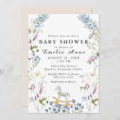 ワイルドフラワーウォーターカラーソフトプリントベビーシャワー 招待状 (正面/裏面)