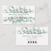 ワイルドフラワーウォーターカラーソーシャルメディア名刺 名刺 (正面/裏面)