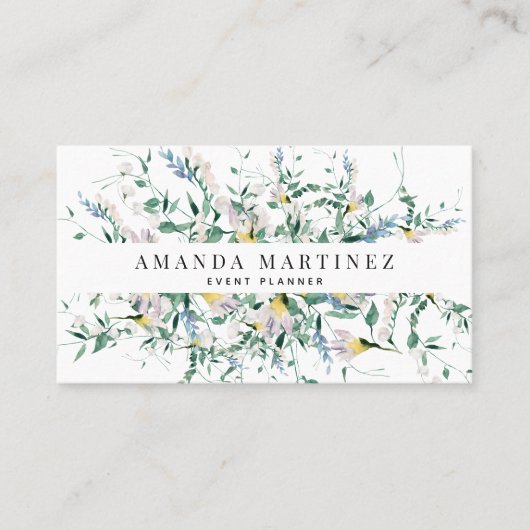 ワイルドフラワーウォーターカラーソーシャルメディア名刺 名刺 (正面)