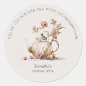 ワイルドフラワーウォーターカラーティーブライダルシャワーありがとう ラウンドシール (正面)