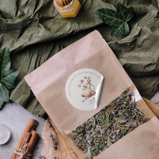 ワイルドフラワーウォーターカラーティーブライダルシャワーありがとう ラウンドシール