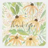 ワイルドフラワーウォーターカラーヒマワリ スクエアシール (正面)