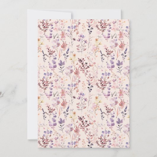 ワイルドフラワーウォーターカラーフォレストフェアリー最初の誕生日 招待状 (裏面)