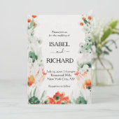 ワイルドフラワーウォーターカラーフラワーズボヘミ結婚アン 招待状 (スタンド正面)