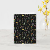 ワイルドフラワーウォーターカラーブラックボタニカルフローラ カード (黄色い花)