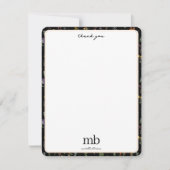 ワイルドフラワーウォーターカラーブラックボタニカルフローラ サンキューカード (正面)