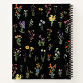 ワイルドフラワーウォーターカラーブラックボタニカルフローラ ノートブック (裏面)