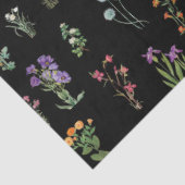 ワイルドフラワーウォーターカラーブラックボタニカルフローラ 薄葉紙 (詳細)
