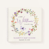 ワイルドフラワーウォーターカラーベビーガールシャワーゲストブック ノートブック (正面)
