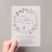 ワイルドフラワーウォーターカラーベビーガールシャワー アクリル招待状 (インサイチュ (ポータブル))