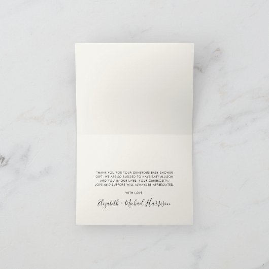 ワイルドフラワーウォーターカラーベビーガールシャワー サンキューカード (内部)