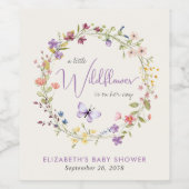 ワイルドフラワーウォーターカラーベビーガールシャワー ワインラベル (シングルラベル)