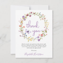 ワイルドフラワーウォーターカラーベビーシャワーサンキューカード 招待状