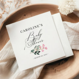 ワイルドフラワーウォーターカラーベビーシャワーナプキン スタンダードカクテルナプキン