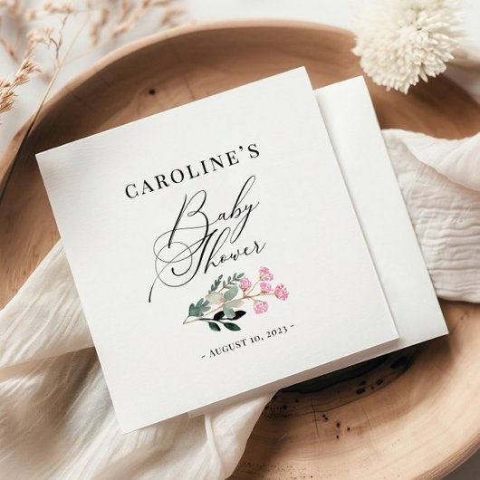 ワイルドフラワーウォーターカラーベビーシャワーナプキン スタンダードカクテルナプキン