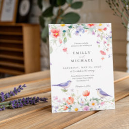 ワイルドフラワーウォーターカラーボタニカル春の結婚式 招待状