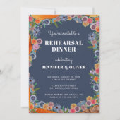 ワイルドフラワーウォーターカラーボホシックなリハーサルディナー 招待状 (正面)