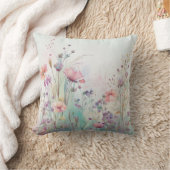 ワイルドフラワーウォーターカラーボホフローラガーデンフラワー クッション (ブランケット)