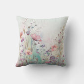 ワイルドフラワーウォーターカラーボホフローラガーデンフラワー クッション (裏面)