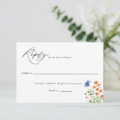 ワイルドフラワーウォーターカラーボホ結婚フラワーズリプライ 出欠カード (スタンド正面)