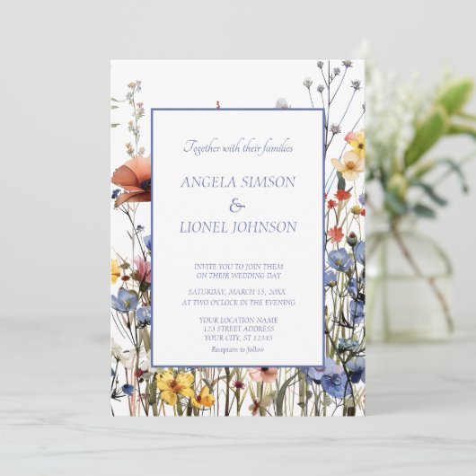 ワイルドフラワーウォーターカラーメドウフラワー 招待状 (スタンド正面)