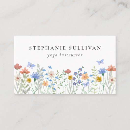 ワイルドフラワーウォーターカラーヨガインストラクター 名刺 (正面)
