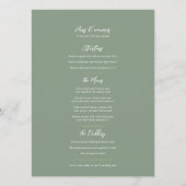 ワイルドフラワーウォーターカラー結婚グリーンのフラットメニュー メニュー (裏面)